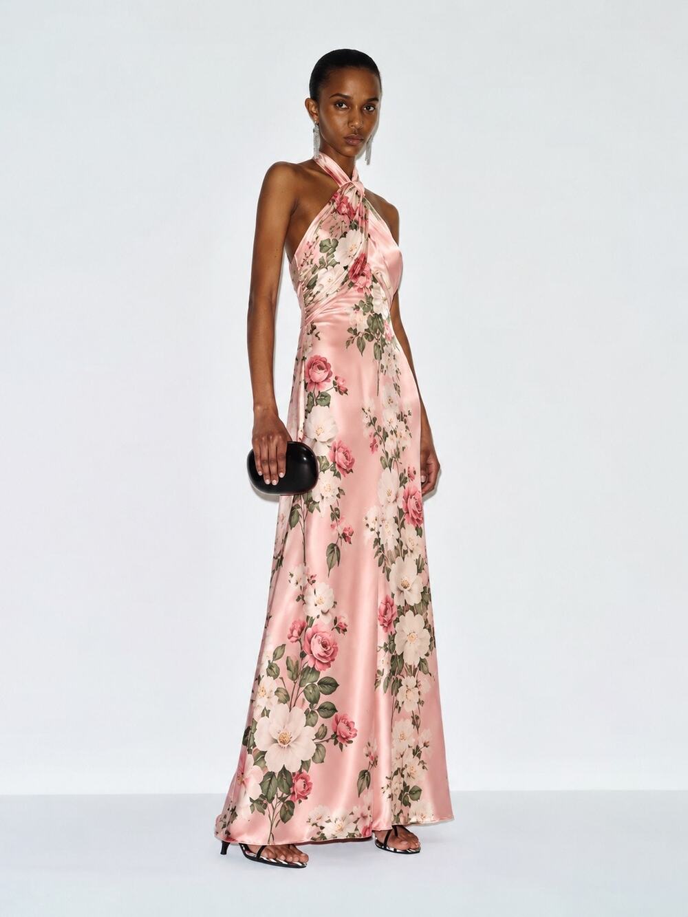 NWT reformation veria silk maxi dress in Rose Garden US8